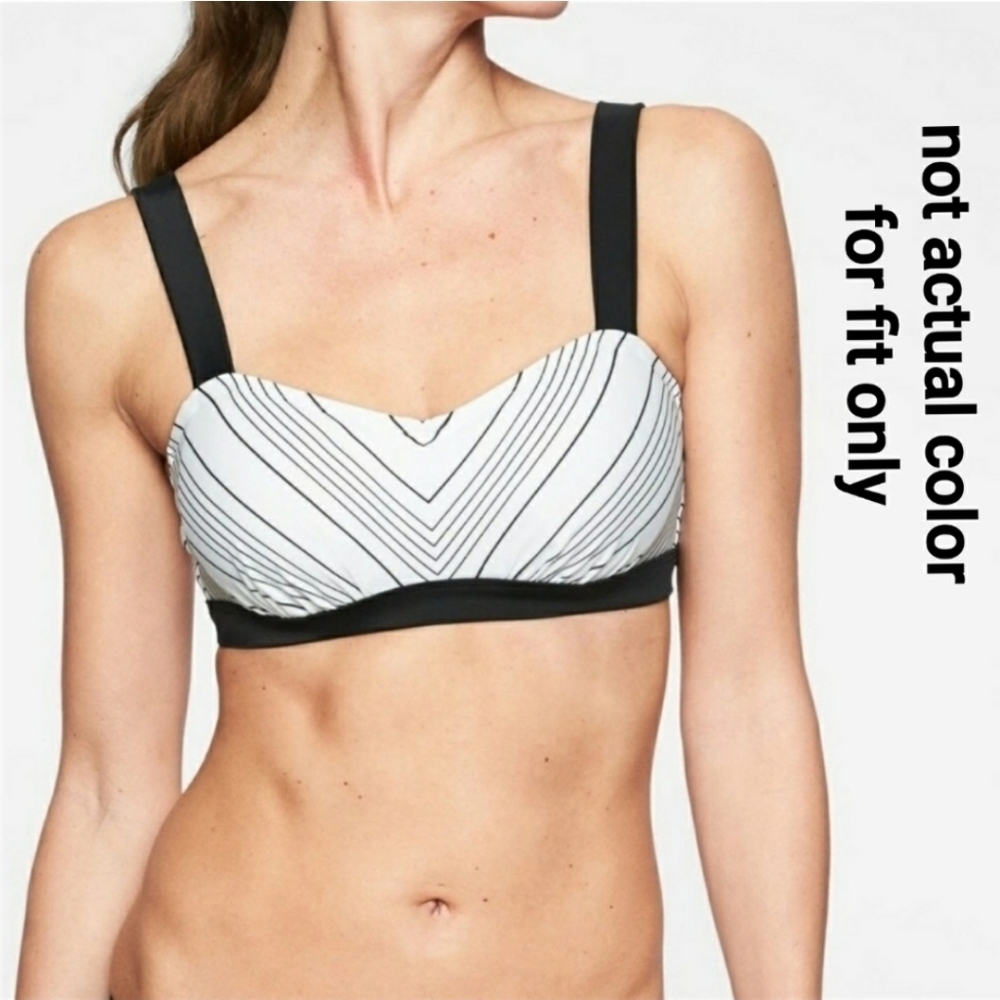 Athleta Chevron Bikini Top Black White New